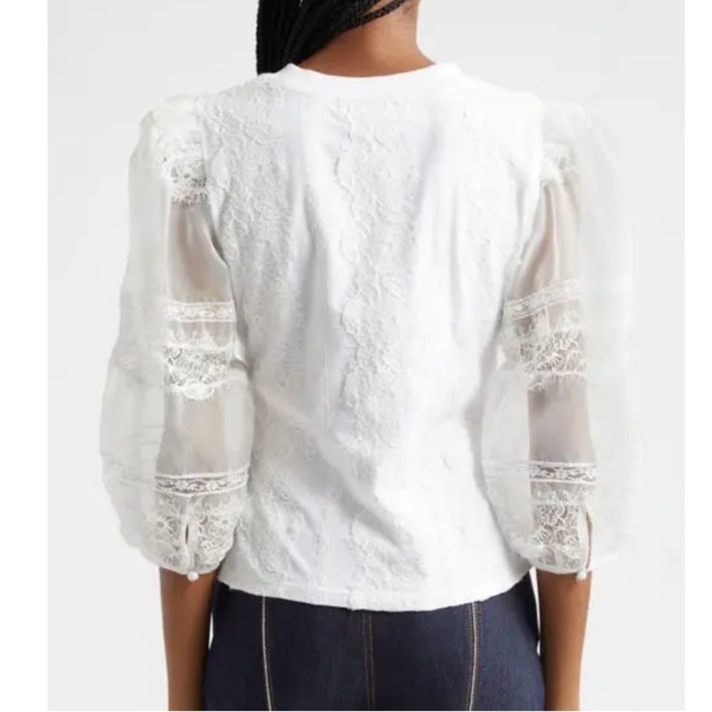 Cinq à Sept White Lace Detail Blouse - Picture 2 of 7